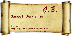 Gansel Berény névjegykártya